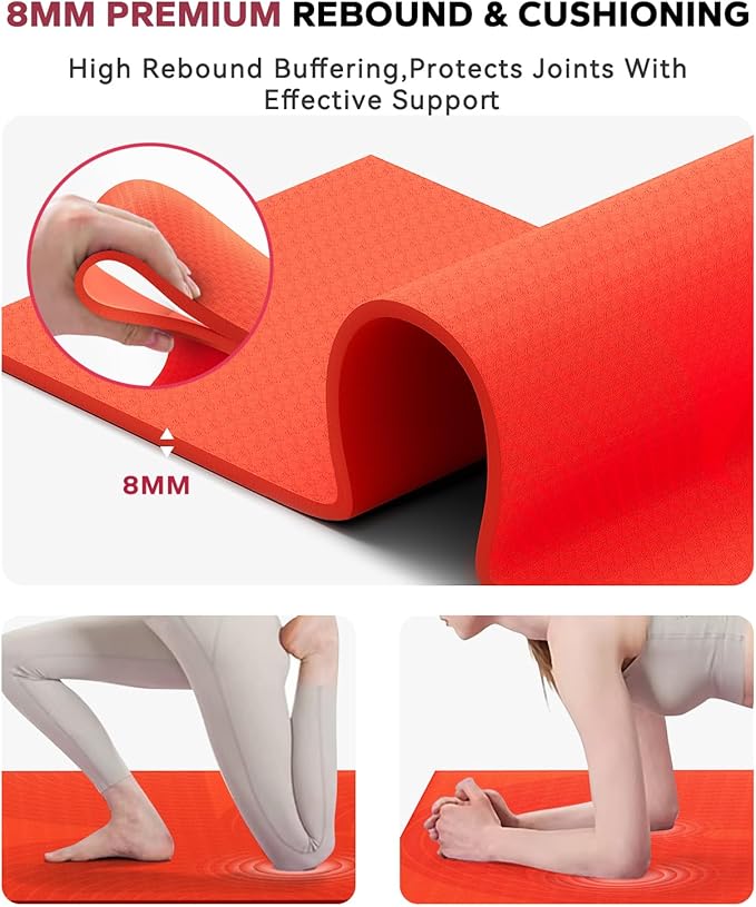 HAPBEAR Extra Large Yoga Mat (84''×30'') - 1/3'' Thick Double-Sided PVC Non-Slip Exercise Mat with High Rebound Cushioning, Dual-Side Usable for Home Gym, Yoga, Pilates & Workouts -Orange