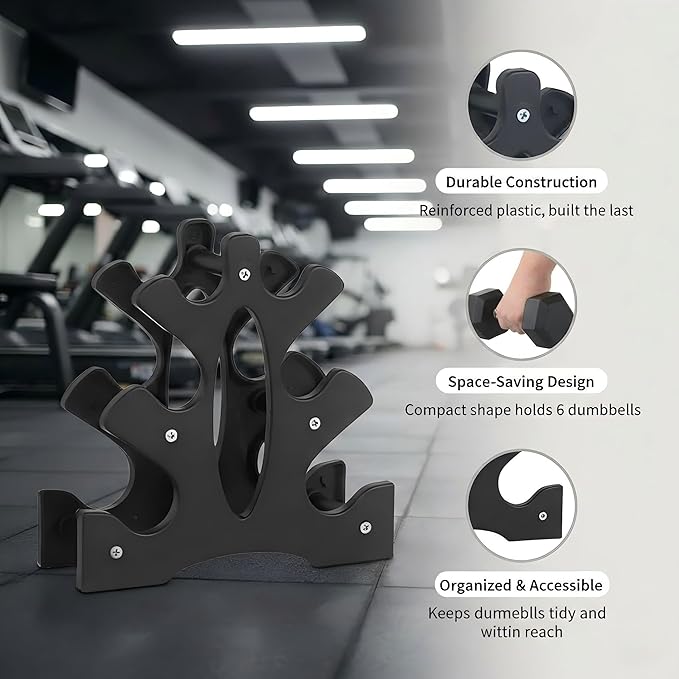 3 Tier Dumbbell Rack Stand - Compact Weight Storage Organizer for Home Gym Exercise, Small Duty 3-Tier Weight Storage Solution (Dumbbells Not Included) - 23x22.5x8.5cm