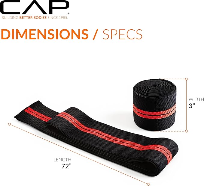 Cap Barbell Elastic Knee Wraps for Weightlifing– Pair of Adjustable Knee Wraps for Men & Women, for Powerlifting, Squats, Leg Press, and Cross Training