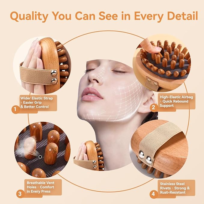 Meridian Massage Brush,Gua Sha Tool,Body Massage Brush,Wood Therapy Massage Tools, Body Sculpting Tools,Guasha Brush, Wooden Massage Tools,Meridian Brush for Belly((1PC)