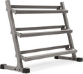 XMARK 3-Tier Dumbbells Weight Storage Rack, Holds 5-50 Pound Hex Dumbbells Weight Set (10 Pairs Capacity), Gray or Black