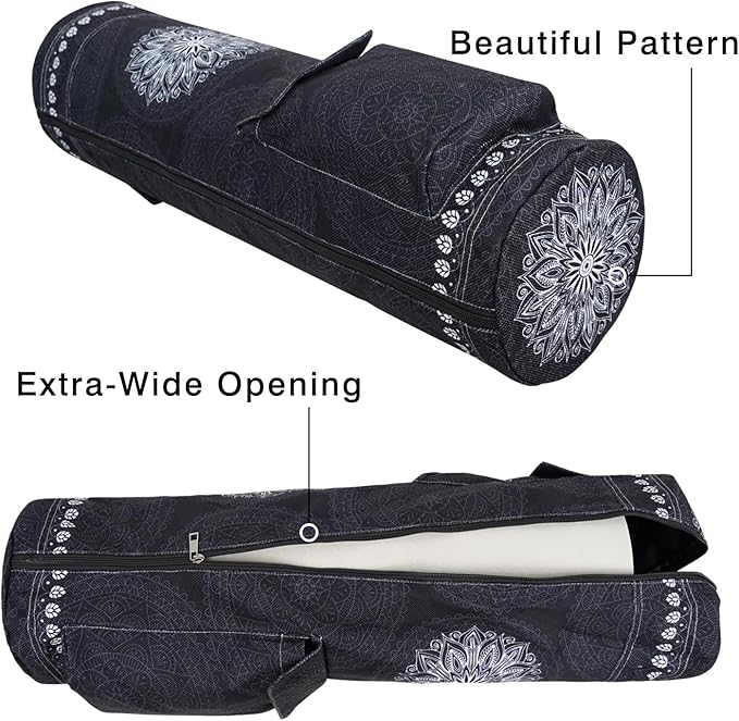 Yoga Mat Bag Full-Zipper Yoga Mat Carrier with Extra Wide Adjustable Strap 2 Multi-Functional Storage Cargo Pocket Stylish & Functional Yoga Bag Pilates Bag for Women & Men