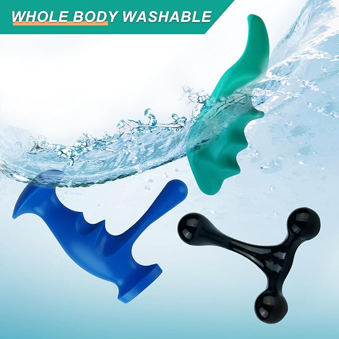 Massage Tool Set, Trigger Point Massage Tool Kit with Thumb Saver, Deep Tissue Manual Back Massager, Pressure Point & Muscle Knot Remover for Neck, Back, Shoulders, Legs