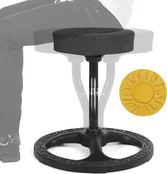 ADHD Chair for Kids, Yoga Chairs for Adults, Wobble Stool Active Flexible Seating Desk Chair with Non-Slip Base and Washable Seat Cover for Stability, Balance, Yoga, Office, School, Classroom