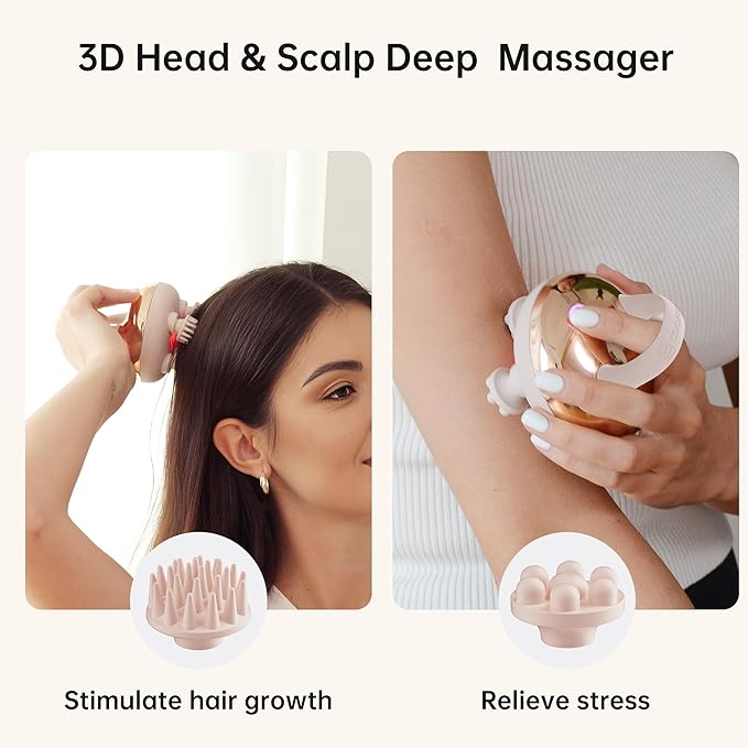 COMFIER Scalp Massager Head with 8 Claws,3 kneading Modes,Waterproof Hair Massage for Deep Cleansing,Cordless Body Cat Head Scratcher,Gifts for Women,Men