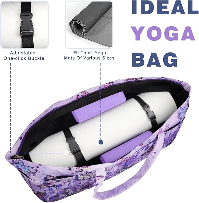 Yoga Mat Bag Yoga Mat Carrier with Shoes Compartment & Wet Pocket Pilates Bag with Zipper Pockets & Yoga Mat Holder Strap Yoga Bags and Carriers Fits All Your Stuff