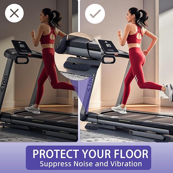 6pcs Treadmill Mat Pads, 4x4 Inch High Density Silicone Treadmill Mat for Carpet Floors Double-Sided Anti-Slip Exercise Equipment Mat Treadmill Vibration Pads for Most Fitness Equipment