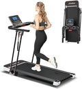 SubSun Foldable Treadmill for Home, Portable Walking Pad with Handle, Manuall/Auto/No Incline, 2.5HP Treadmill with 265 Lbs, Black/White