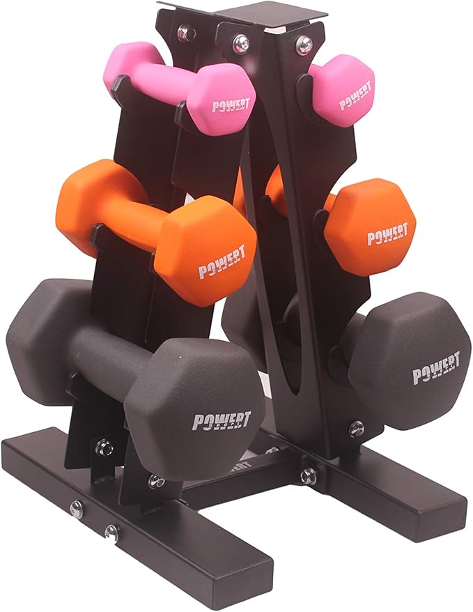POWERT Dumbbell Rack Heavy Duty Steel Stand Weight Holder Rack for Dumbbells| 3-Tier (300lb Capacity) /5-Tier (600lb Capacity)