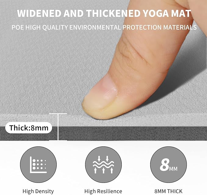 Large Yoga Mat (6'x 4') - Extra Long and Wide Workout Mat for Men and Women,Non-Slip POE 0.32''/0.4'' Thick Fitness Mat, Eco-Friendly, Thick Wide Exercise Mat for Home Workouts,Ideal for Yoga and Pilates.