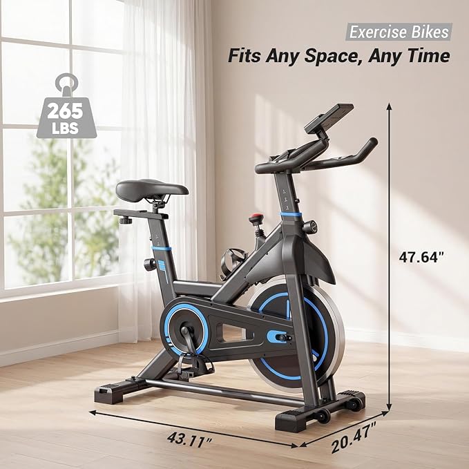 OLIXIS Exercise Bike with APP Control, Brake Pad Stationary Bikes with Quiet Magnetic Resistance, Indoor Cycling Spin Workout Bike with 300.0 lbs Weight Capacity