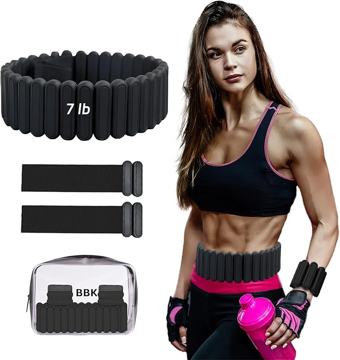 Silicone Adjustable Weighted Belt for Women & Men – DIY Weighted Walking & Exercise Belt with Removable Weights – Gym, Strength Training, Yoga, Hiking – Free Weight Adjustment for Wrist & Ankle