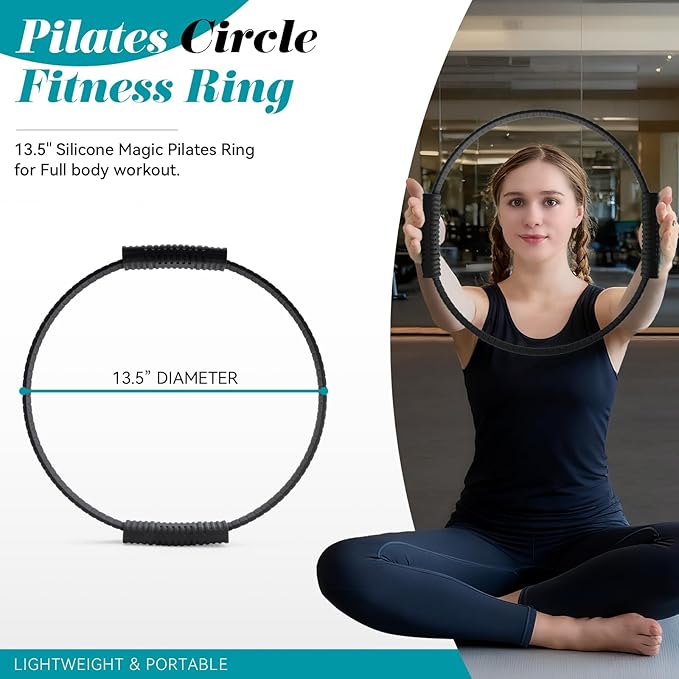 Pilates Ring, Silicone Magic Pilates Rings, Lightweight & Durable Flexible Fitness Circle Exercise Equipment for Toning Arms, Thighs,Legs, Core,Yoga & Physical Therapy