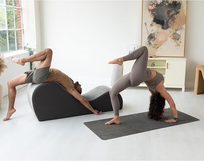 Avana Chakra Yoga Chaise - 2 Adjustable Headrests & Handles with Adjustable Straps, Micro-Velvet/Microloop, Grey & Grey