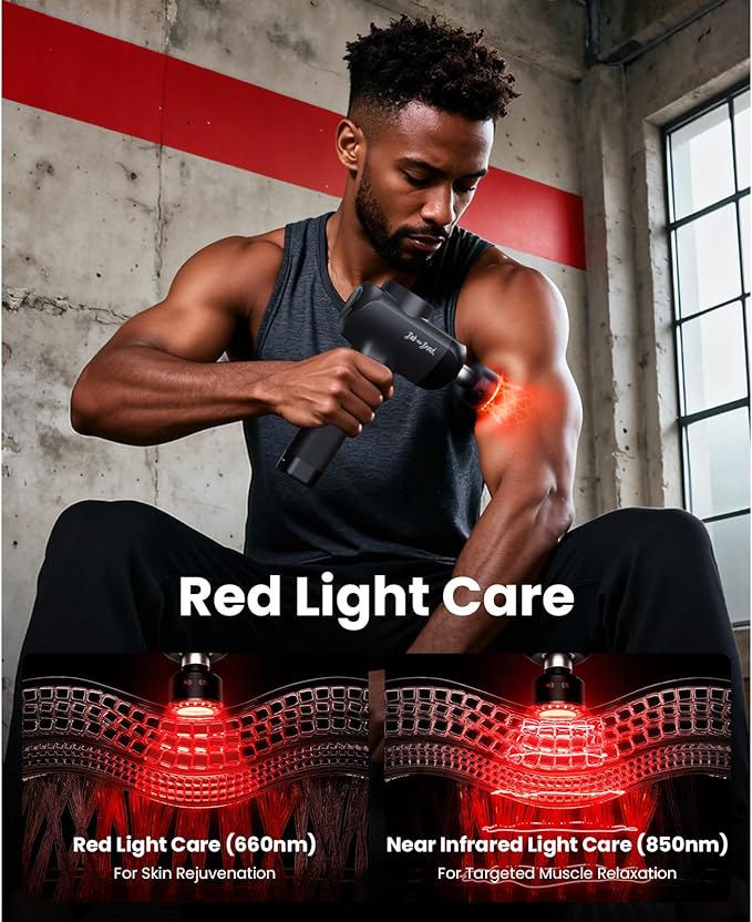 BOB AND BRAD X6 Ultra Massage Gun with Heat and Infrared Light, Metal Head, Professional Percussion Deep Tissue Muscle Massager Gun for Athletes with 6 Replacements