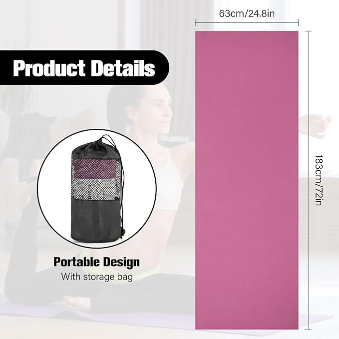 MoKo Hot Yoga Towel, Non-Slip Yoga Mat Towel with Grip Dots, 74.4"×27.3" Yoga Mat Cover for Pilates, Fitness, Meditation, Swimming Pool, Beach, Travel Yoga Mat with Corner Pockets
