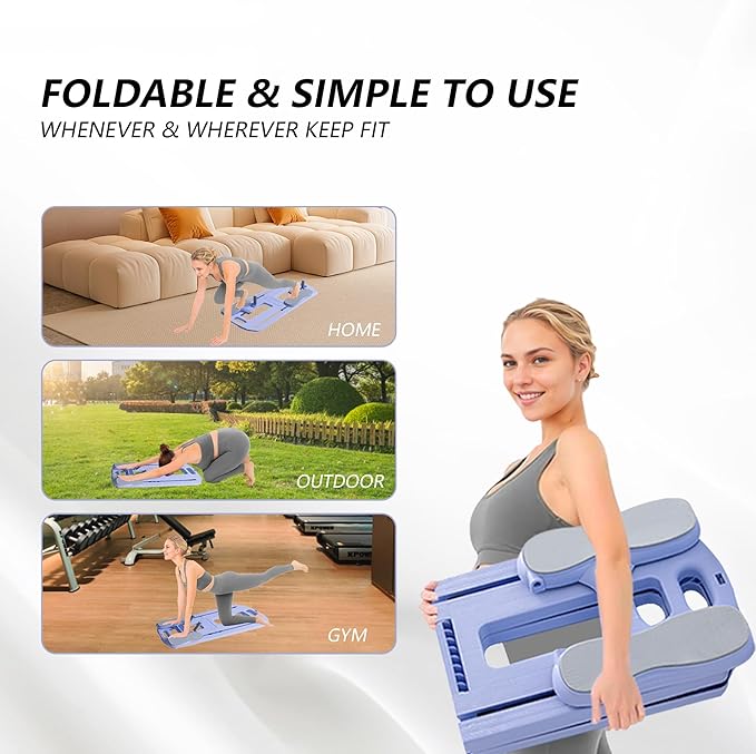 Pilates Equipment-Foldable Pilates Reformer Board at Home -5 in 1 Flo Portable Pilates for Women Workout Equipment (Purple)