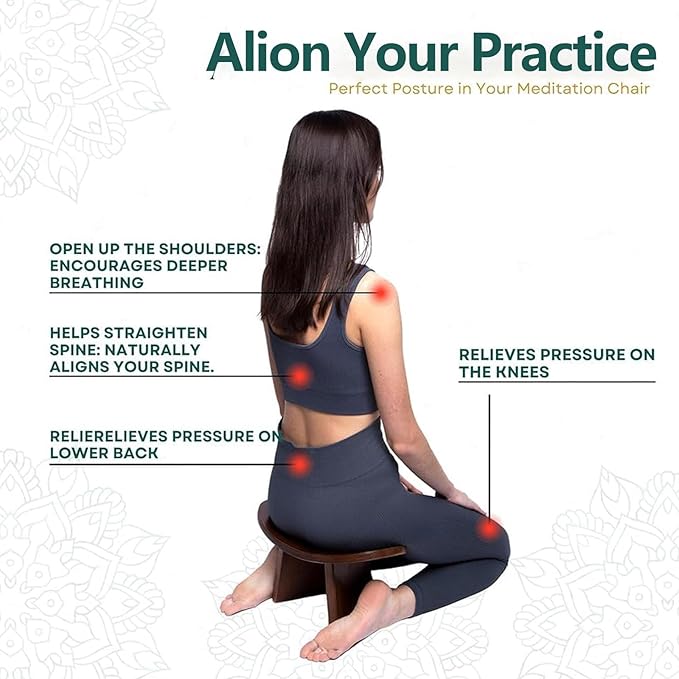 Meditation Bench, Wooden Kneeling Stool, Portable Yoga Auxiliary Stool,Multifunctional Ergonomic Seat with Travel Bag, Detachable Comfort Chair for Yoga, Prayer, Meditation(Small)