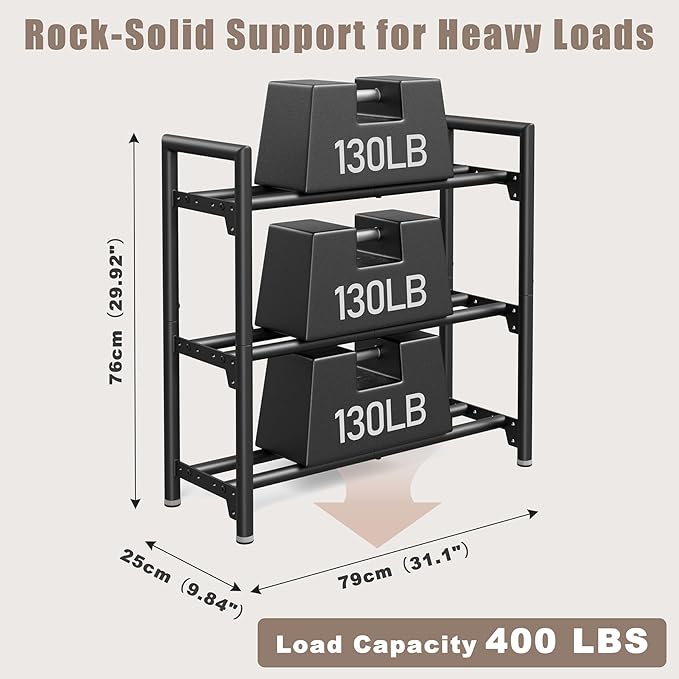 Dumbbell Rack Stand Only, 400LBS Capacity Weight Rack for Home Gym Storage, Adjustable Weight Storage Racks, Heavy-Duty Kettlebell Rack ﻿