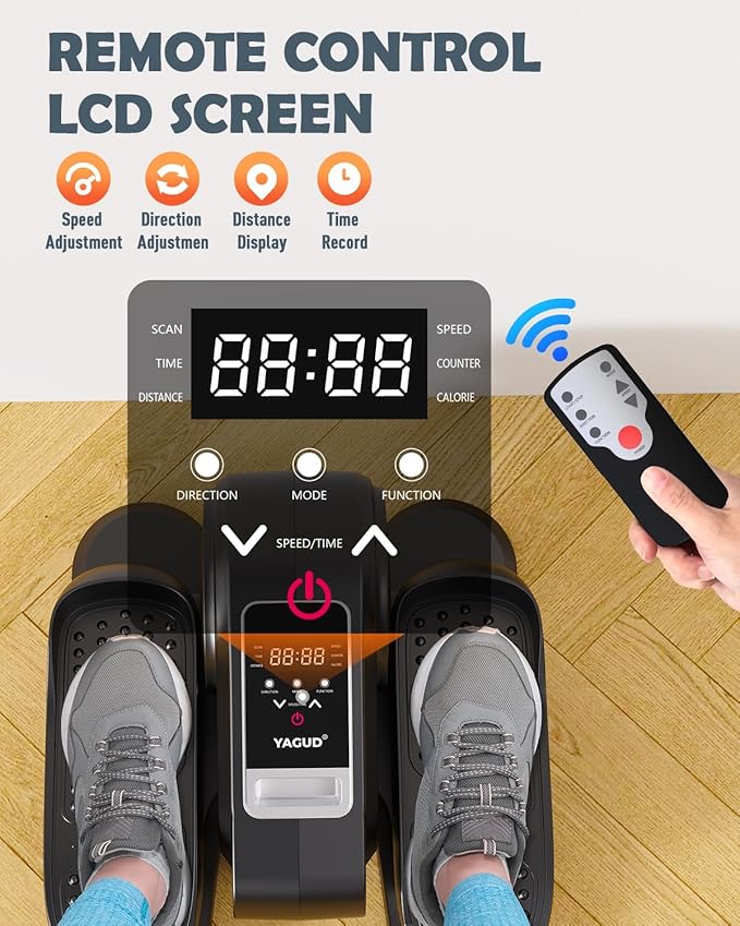 Under Desk Machine, Electric Elliptical Leg Exerciser for Senior, 13 Adjustable Speeds Quiet and Portable Seated Pedal Exerciser for Training with Remote Control