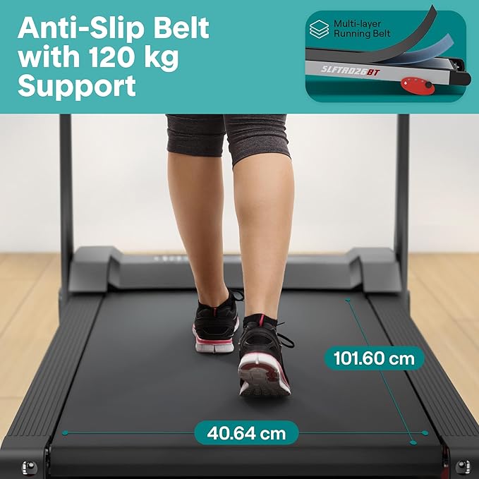 SereneLife Treadmills for Home with 13% Manual Incline Treadmill, 3.5HP - Compact Digital Portable Foldable Treadmill with Speakers, Bluetooth, App Sync, Heart Rate Monitor, for Walking, Running, Gym
