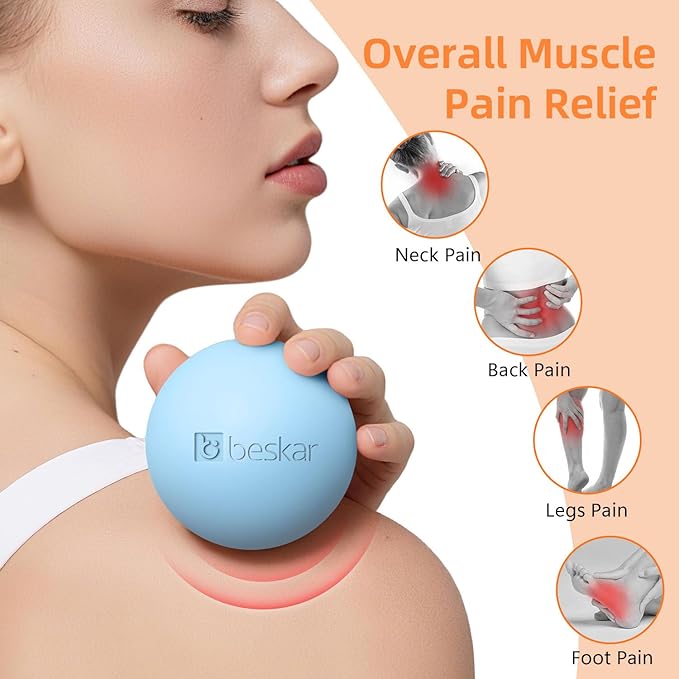 Massage Lacrosse Balls for Myofascial Release, Trigger Point Therapy and Yoga Therapy, Foot Massage Ball to Relieve Plantar Fasciitis Blue