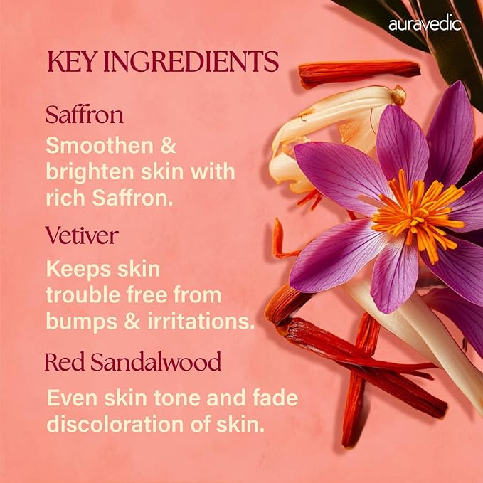 Auravedic Kumkumadi Oil for Face & Body with Saffron | Ayurvedic Massage Oil for Daily Moisturizing | Lightweight, Non-Greasy Hydrating Oil for Men & Women | 6.76 Fl Oz (200ml)