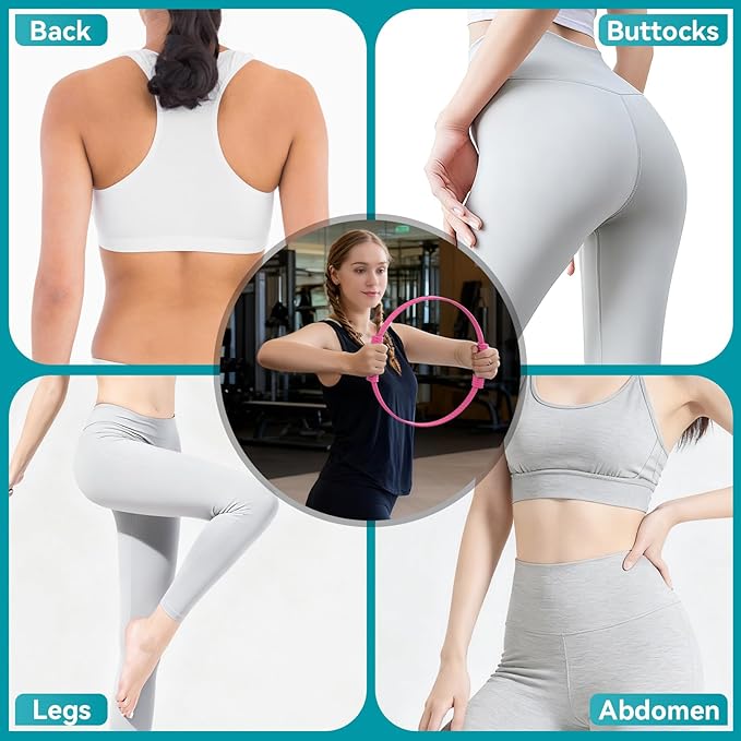 Pilates Ring, Silicone Magic Pilates Rings, Lightweight & Durable Flexible Fitness Circle Exercise Equipment for Toning Arms, Thighs,Legs, Core,Yoga & Physical Therapy