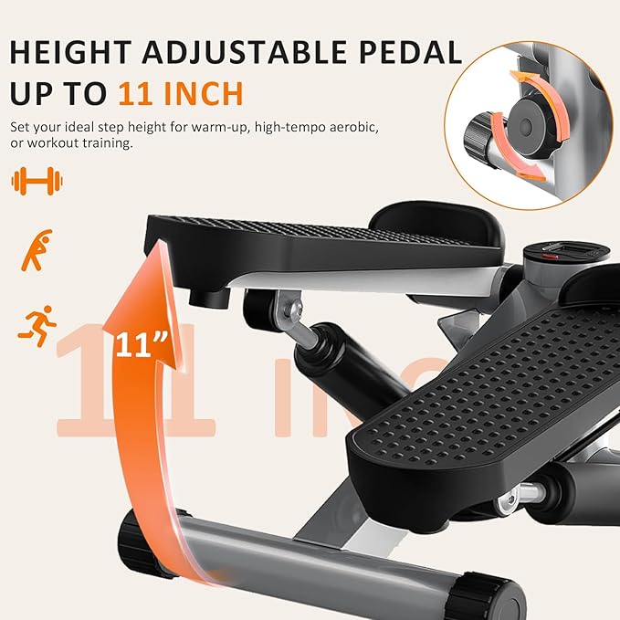 AidolyMini Stepper Machine for Indoor Fitness, Portable Home Gym Stepper for Full Body Workout, 300LBS Capacity