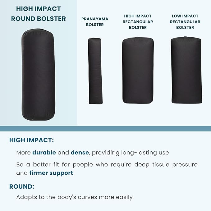 Everyday Yoga Premium Bolster, Soft & Supportive Meditation Pillow with Carry Handle, Lightweight Cushion for Restorative Yoga & Relaxation (Multi-Color)