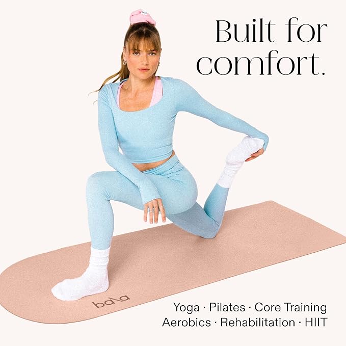 Bala Yoga Mat for Home Gym - Non Slip Exercise Mat for Home Workout, Stretching, Pilates, Aerobics & Floor & Fitness Work Out - Indoor Exercising Mat