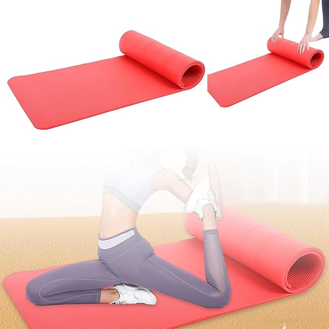Yoga Mat Thick 1/5" Thick Non Slip Anti-Tear High Density Exercise Mat with Carrying Strap Large Yoga Mat for Floor, Gym, Fitness, Pilates, Stretching, Home Yoga, Workouts