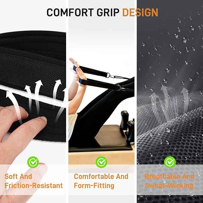 Rope and Padded Double Loop Kit for Balanced Body Pilates Reformer, Straps with D Rings and Adjustable Length Rope for Studio, for Clinical, for Allegro 1 Pilates Reformers Equipment