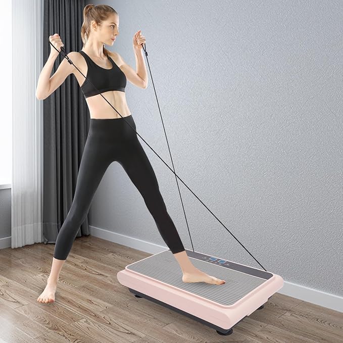 Vibration Plate Exercise Machine, Adjustable Vibrate Stand Shake Board with Remote Control, Whole Body Workout Vibration Fitness Platform for Home, School Rooms, Offices, 264.55 lbs Capacity