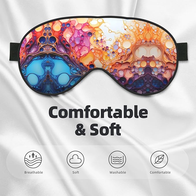 Multicolored marbling Head-Mounted Double-Sided Light-Blocking Sleeping Eye mask to Protect Eyes and Relieve Eye Fatigue, 1 Count (Pack of 1)