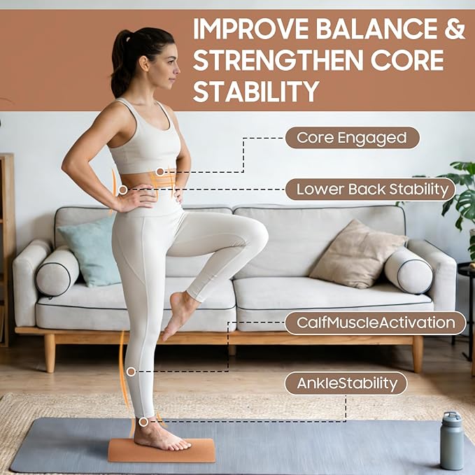 Cork Balance Board, Premium Ankle Balance Board & Foot Strengthener Exerciser Trainer Set for Mobility Support and Balancd Stability, with Massage Ball & Resistance Bands