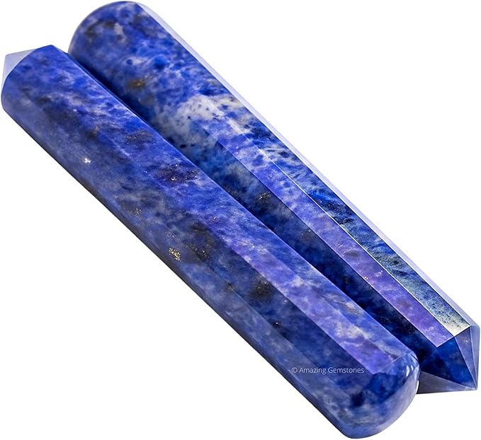 Amazing Gemstone Sodalite Crystal Wand Massage Stick - Pelvic Wand Gua Sha for Adults - Crystals and Healing Stones Massage Wands for Adults Gifts (Pointed)