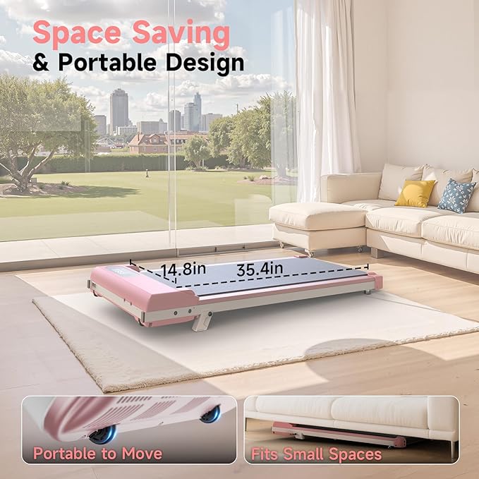 Incline Walking Pad with Handle Bars, 3.5HP Foldable Portable Treadmills for Home Office, Low Noise <40dB Under Desk Treadmill with 330LB Capacity, Wide Running Belt with Remote Control & LED Display