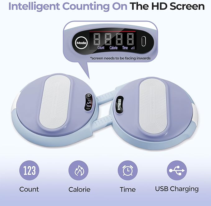 Waist Twisting Machine Exercise - Ab Twister Board MAX 300LBS | Intelligent Counting Lap & Calorie & Time, with 2 Resistance Bands | 3 Adjustable Distances to Suit Different Exercise Needs