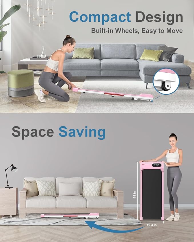 Walking Pad Treadmill with Handle Bar,Walking Pad with Incline 8%,2.5HP Quiet Under Desk 320 lbs 2 in 1Treadmills for Home Office,Compact Foldable Walking Pad,Remote Control&LED Display