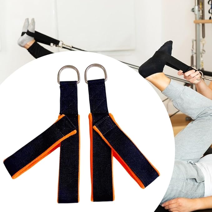 2Pcs Pilates Straps Reformer Straps D Ring Core Waist Back Leg Y Loops Fitness Straps Yoga Straps for Exercise Men Home Women