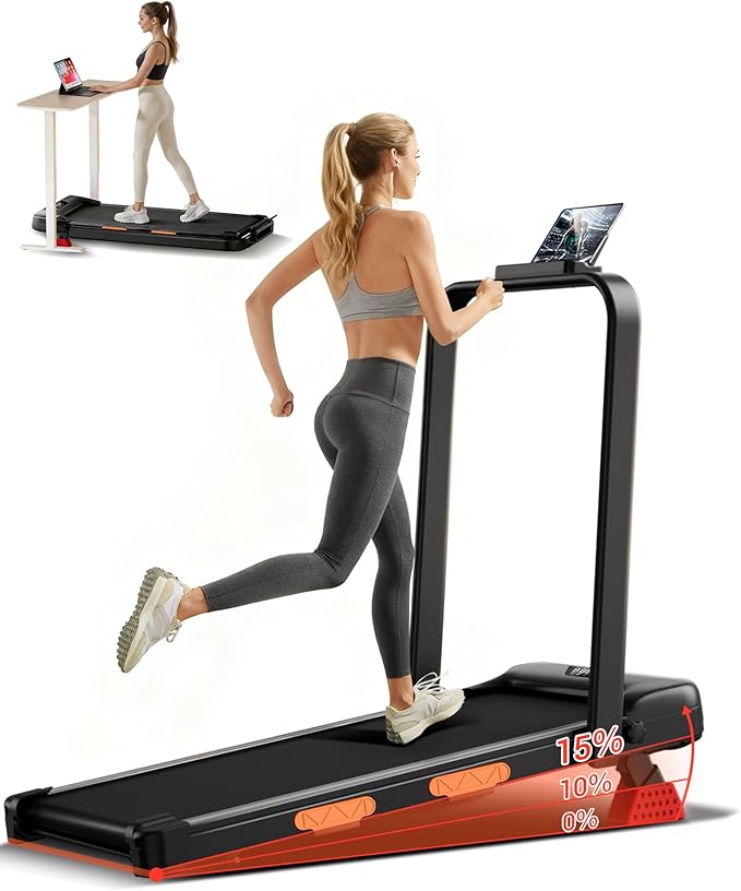 LONTEK 3-in-1 Foldable Treadmill with 300 LBS Capacity, 15% Walking Pad Treadmills for Home and Office, 2.5 HP Under Desk Treadmill with Quiet Brushless