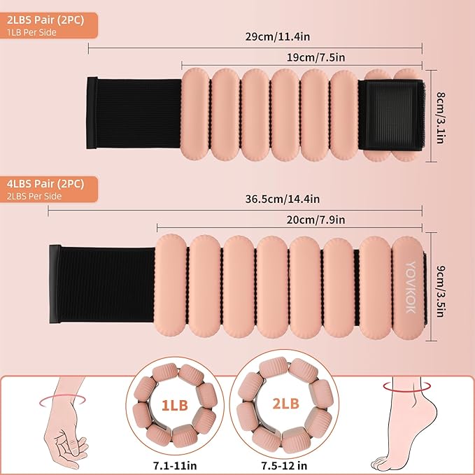 Wrist Weights, Silicone Adjustable Ankle Weights for Women Men - Strengthen Arms and Legs Ideal for for Home Gym Workout, Running, Yoga, Pilates, Barre, Exercise, Strength Training