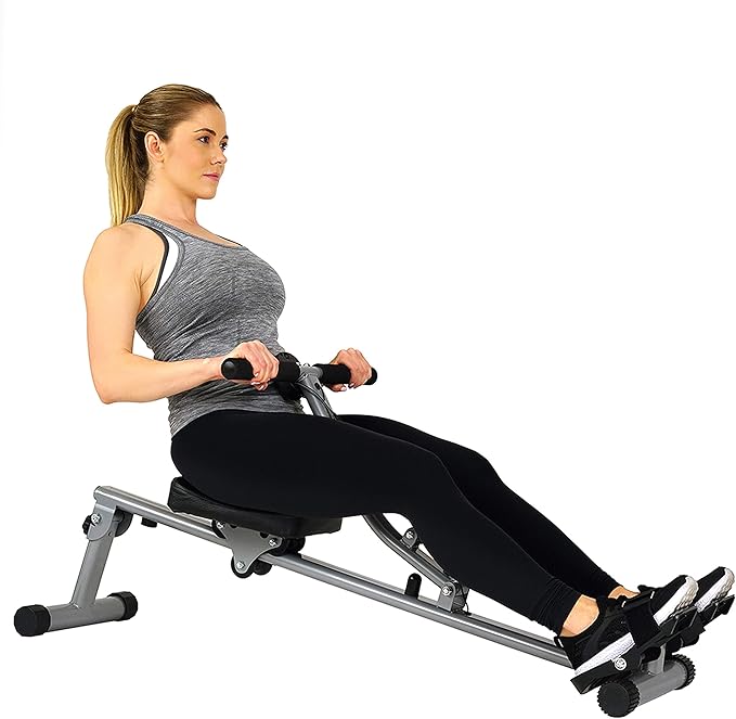 Sunny Health & Fitness Advanced Twist Stepper Machine with Resistance Bands - SF-S0979 + Sunny Health & Fitness 12 Adjustable Resistance Rowing Machine Rower w/Digital Monitor