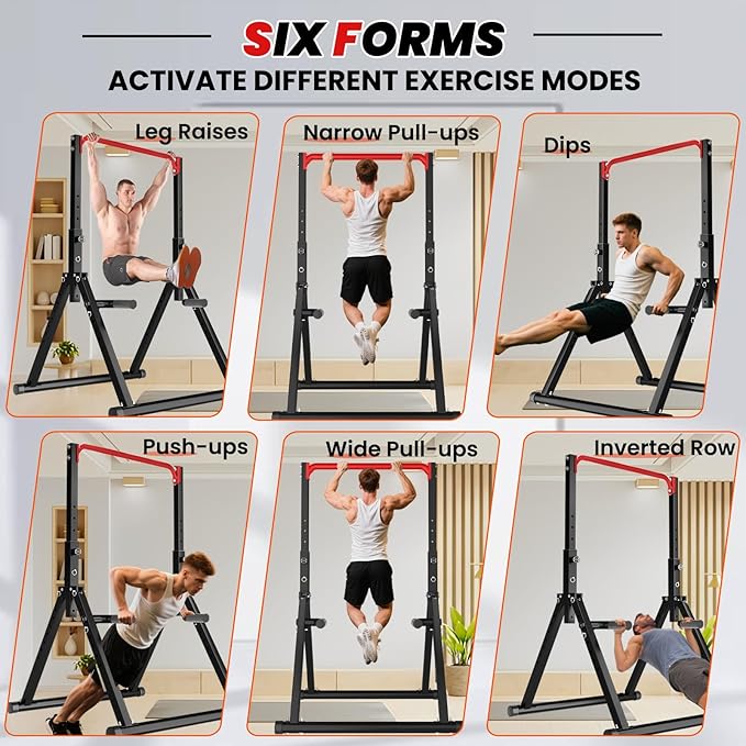 DOBESTS Power Tower Pull Up Bar Free Standing, Adjustable Foldable Pull Up Station, Home Gym Strength Training Equipment 700LBS