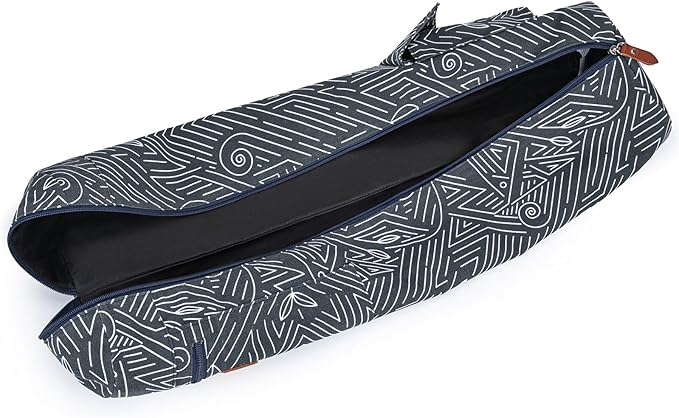Canvas Yoga Mat Bag with Adjustable Strap & Pockets, Full-Zip Travel Gym Tote for Women & Men, Fits 1/4" & 1/3" Thick Mats, Lightweight Carrier for Yoga, Studio, Workout, Outdoor Use