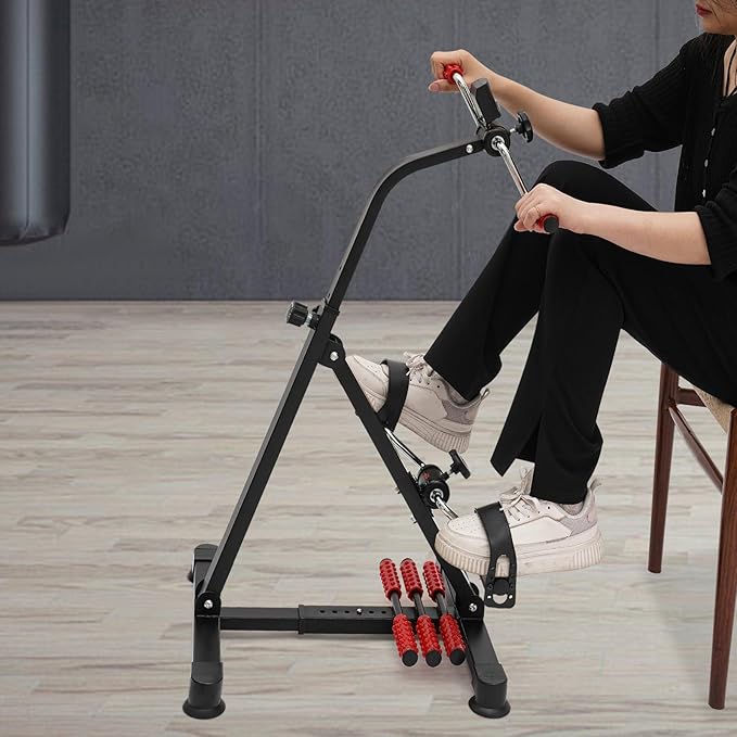 Pedal Exerciser Bike, Fitness Bike with LCD Screen, Adjustable Height Exerciser Bike,Hand Arm Leg and Knee Stroke Recovery Equipment for Seniors, Elderly Physical Therapy Sit Exercise