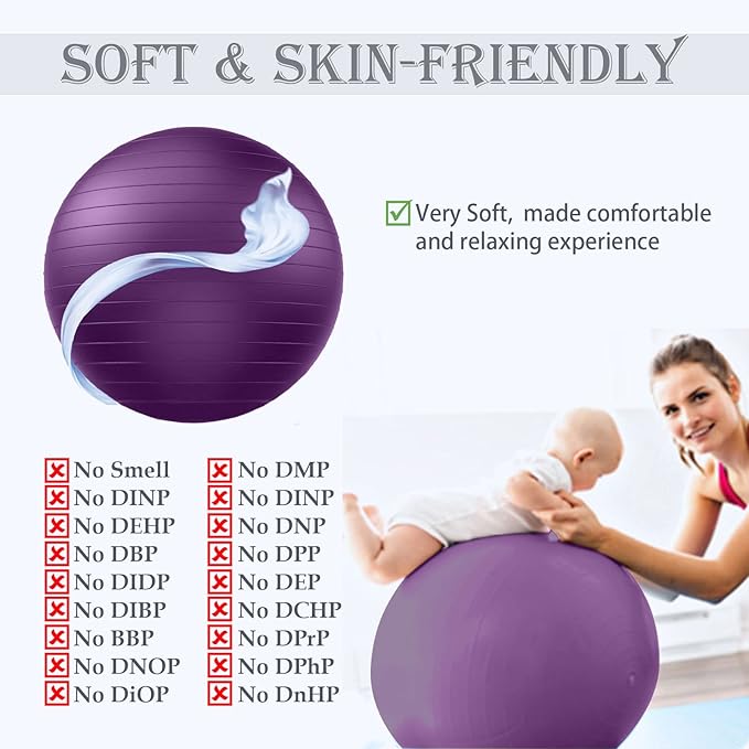 Soft Pilates Ball 9 Inch, Ideal Small Exercise Ball Between Knee Squeeze for Physical Therapy Yoga Core Medicine Abs Pt Bouncy, Mini Rubber Fitball Barre Workout Equipment for Women Men Kid Toddler