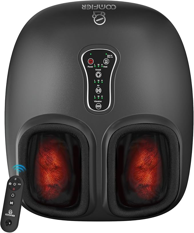 COMFIER Shiatsu Foot Massager with Heat, Kneading Rolling,Vibration, Compression,Remote Control,Foot Massage for Neuropathy,Plantar Fasciitis,Size 13“