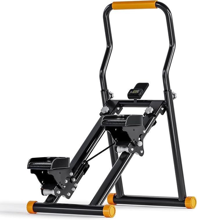 DlandHome Stair Stepper for Home Gym, Foldable Vertical Climber Machine with LCD Monitor, Stair Master with Adjustable Handlebar & Oversized Pedal, Stair Climber for Full-Body Workout